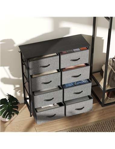 HOMCOM Chest of Eight Fabric Drawers - Charcoal Grey