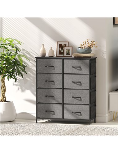 HOMCOM Chest of Eight Fabric Drawers - Charcoal Grey