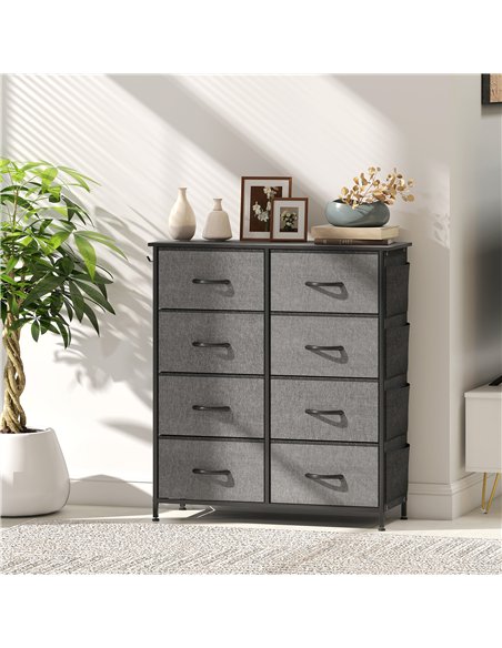 HOMCOM Chest of Eight Fabric Drawers - Charcoal Grey - pic 165212 | FastDaddyshop