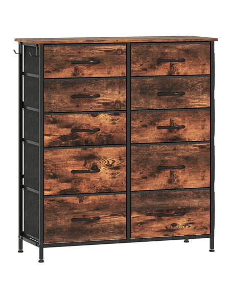 HOMCOM Chest of Ten Fabric Drawers - Rustic Brown - pic 165213 | FastDaddyshop