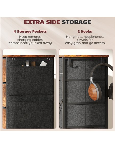 HOMCOM Chest of Ten Fabric Drawers - Rustic Brown - pic 165217 | FastDaddyshop