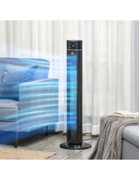 Homcom 42" Anion Tower Fan Cooling with 3 Speed, Timer, Oscillating, LED, Remote, Black - pic 16522 | FastDaddyshop