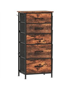 HOMCOM Chest of Five Fabric Drawers - Rustic Brown