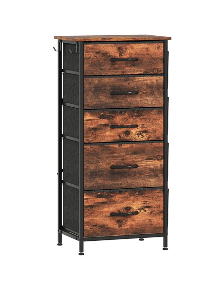 HOMCOM Chest of Five Fabric Drawers - Rustic Brown - pic 165222 | FastDaddyshop