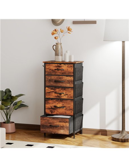 HOMCOM Chest of Five Fabric Drawers - Rustic Brown - pic 165223 | FastDaddyshop