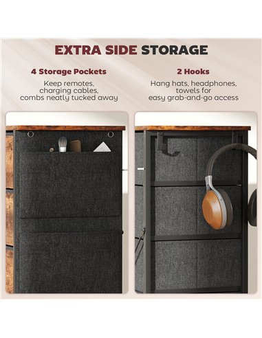 HOMCOM Chest of Five Fabric Drawers - Rustic Brown
