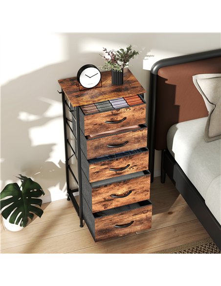HOMCOM Chest of Five Fabric Drawers - Rustic Brown - pic 165229 | FastDaddyshop