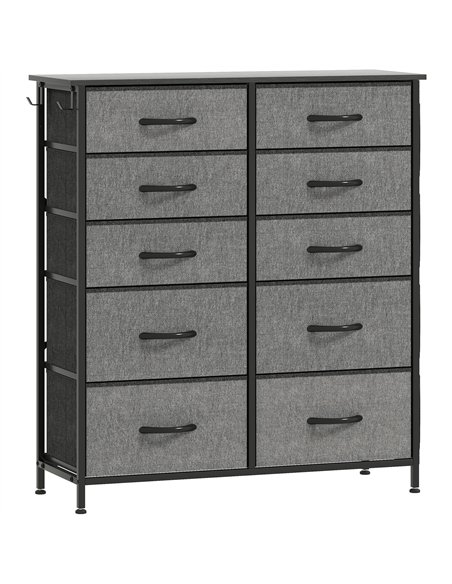 HOMCOM Chest of Ten Fabric Drawers - Charcoal Grey - pic 165231 | FastDaddyshop