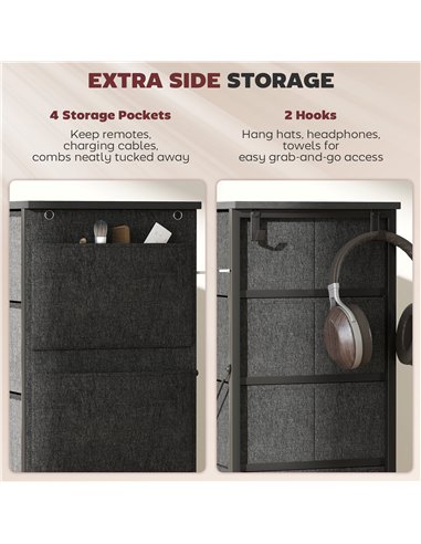 HOMCOM Chest of Ten Fabric Drawers - Charcoal Grey