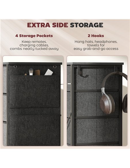 HOMCOM Chest of Ten Fabric Drawers - Charcoal Grey - pic 165235 | FastDaddyshop