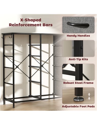 HOMCOM Chest of Ten Fabric Drawers - Charcoal Grey