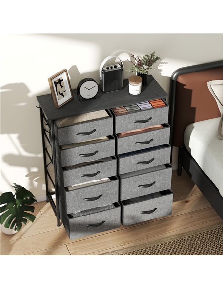 HOMCOM Chest of Ten Fabric Drawers - Charcoal Grey - pic 165238 | FastDaddyshop