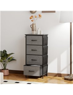 HOMCOM Chest of Four Fabric Drawers - Charcoal Grey 2