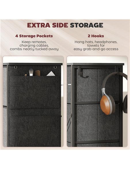 HOMCOM Chest of Four Fabric Drawers - Charcoal Grey - pic 165244 | FastDaddyshop