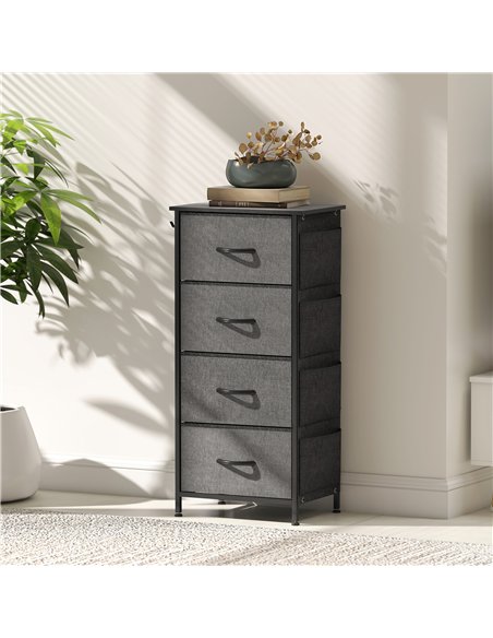 HOMCOM Chest of Four Fabric Drawers - Charcoal Grey - pic 165248 | FastDaddyshop