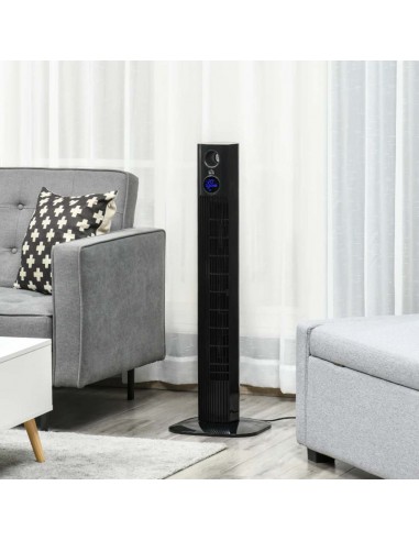 Homcom 38" Freestanding Tower Fan Cooling with Aroma Function, Oscillating, LED, Remote, Black