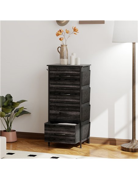 HOMCOM Chest of Four Fabric Drawers - Black - pic 165250 | FastDaddyshop