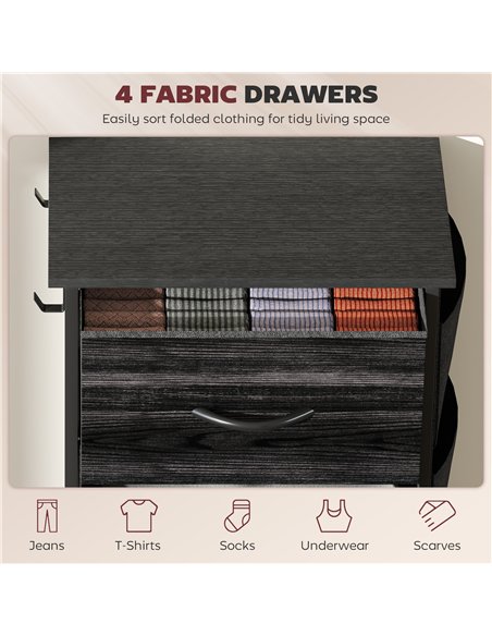 HOMCOM Chest of Four Fabric Drawers - Black - pic 165252 | FastDaddyshop