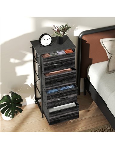 HOMCOM Chest of Four Fabric Drawers - Black