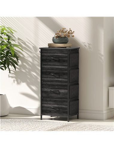 HOMCOM Chest of Four Fabric Drawers - Black