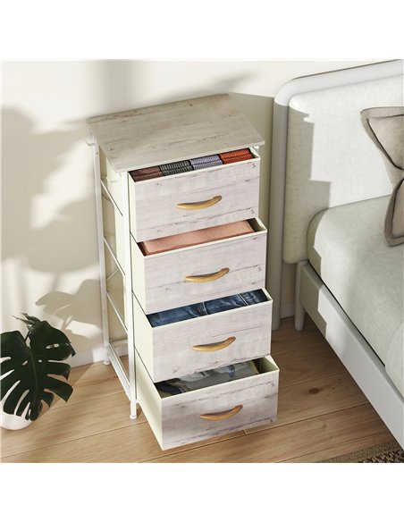 HOMCOM Chest of Four Fabric Drawers - Natural Wood Finish - pic 165265 | FastDaddyshop