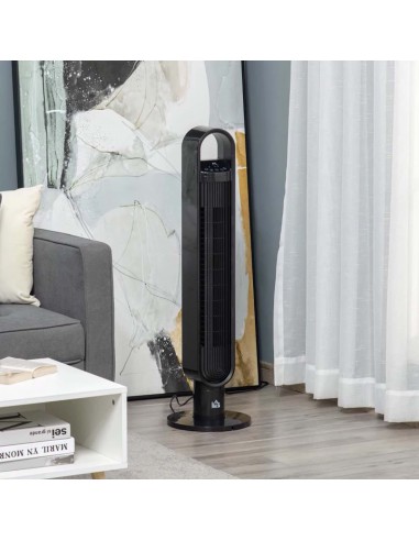 Homcom 39" Anion Tower Fan Cooling with Oscillating, 3 Speed, Timer, LED, Remote, Black