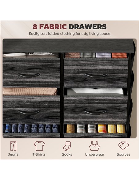 HOMCOM Chest of Eight Fabric Drawers - Black - pic 165270 | FastDaddyshop