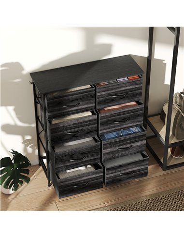 HOMCOM Chest of Eight Fabric Drawers - Black