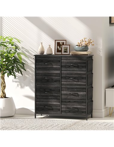 HOMCOM Chest of Eight Fabric Drawers - Black