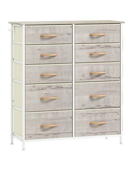 HOMCOM Chest of Ten Fabric Drawers - Natural Wood Finish - pic 165276 | FastDaddyshop