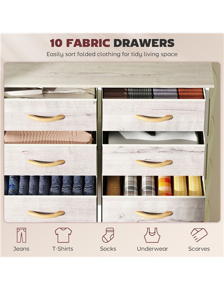 HOMCOM Chest of Ten Fabric Drawers - Natural Wood Finish - pic 165279 | FastDaddyshop