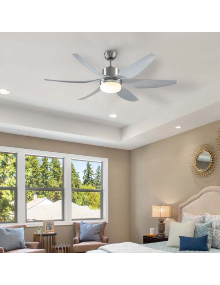 Homcom Reversible Ceiling Fan with Light, 6 Blades, Remote, Silver - pic 16528 | FastDaddyshop