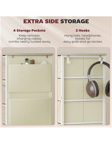 HOMCOM Chest of Ten Fabric Drawers - Natural Wood Finish