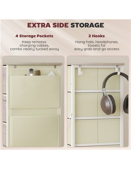 HOMCOM Chest of Ten Fabric Drawers - Natural Wood Finish - pic 165280 | FastDaddyshop