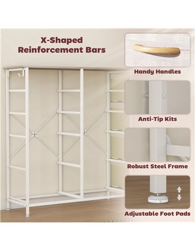 HOMCOM Chest of Ten Fabric Drawers - Natural Wood Finish