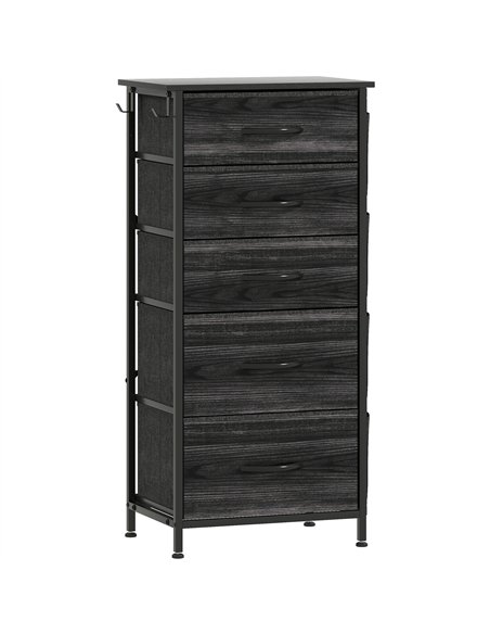 HOMCOM Chest of Five Fabric Drawers - Black - pic 165285 | FastDaddyshop