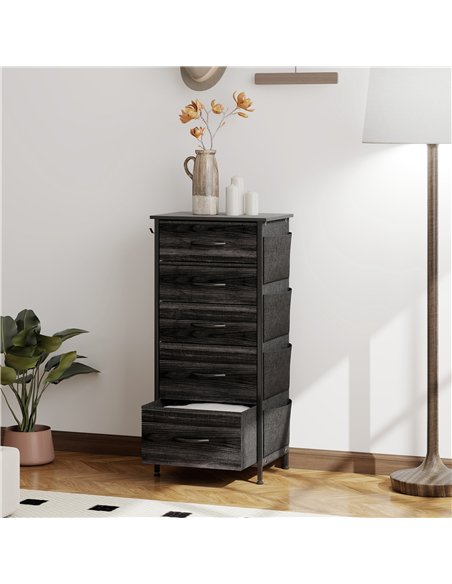 HOMCOM Chest of Five Fabric Drawers - Black - pic 165286 | FastDaddyshop