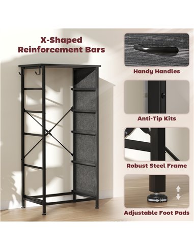 HOMCOM Chest of Five Fabric Drawers - Black
