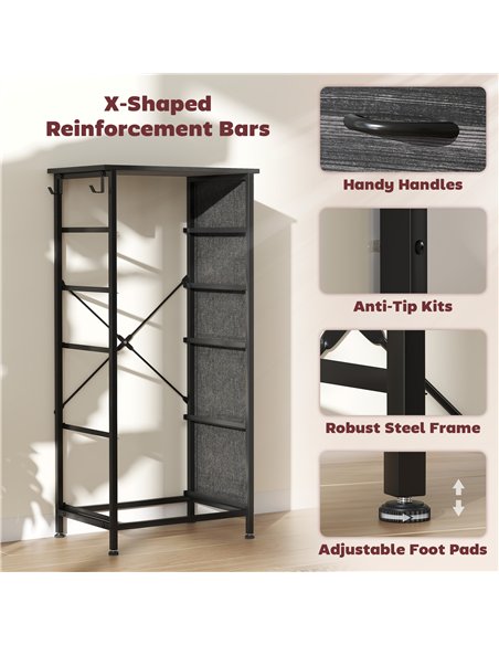 HOMCOM Chest of Five Fabric Drawers - Black - pic 165291 | FastDaddyshop