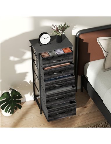 HOMCOM Chest of Five Fabric Drawers - Black