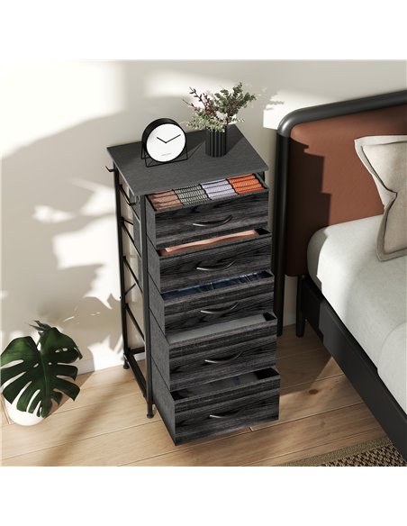 HOMCOM Chest of Five Fabric Drawers - Black - pic 165292 | FastDaddyshop