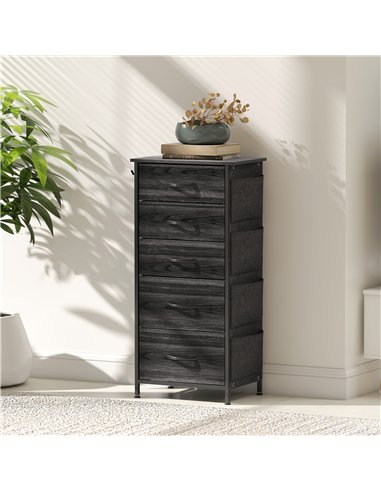 HOMCOM Chest of Five Fabric Drawers - Black
