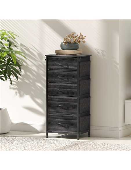 HOMCOM Chest of Five Fabric Drawers - Black - pic 165293 | FastDaddyshop