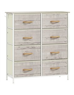 HOMCOM Chest of Eight Fabric Drawers - Natural Wood Finish