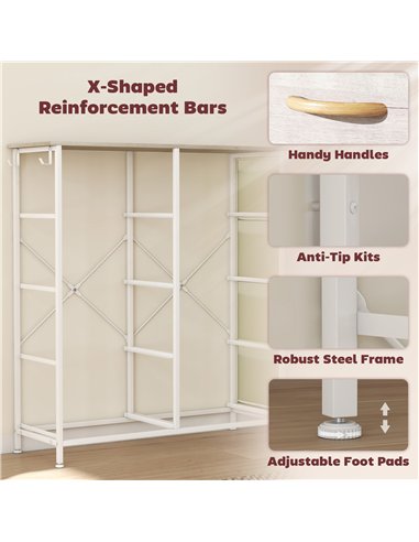 HOMCOM Chest of Eight Fabric Drawers - Natural Wood Finish
