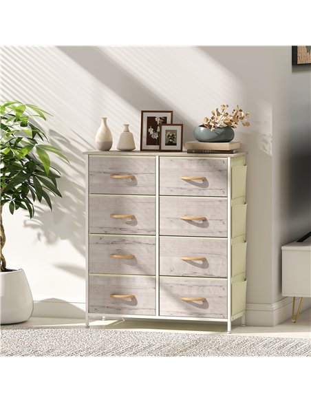 HOMCOM Chest of Eight Fabric Drawers - Natural Wood Finish - pic 165302 | FastDaddyshop
