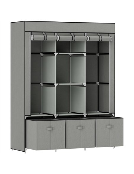 HOMCOM Portable Fabric Wardrobe, Light Grey, 850-210V00LG - pic 165303 | FastDaddyshop