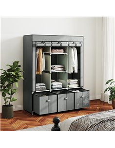 HOMCOM Portable Fabric Wardrobe, Light Grey, 850-210V00LG 2