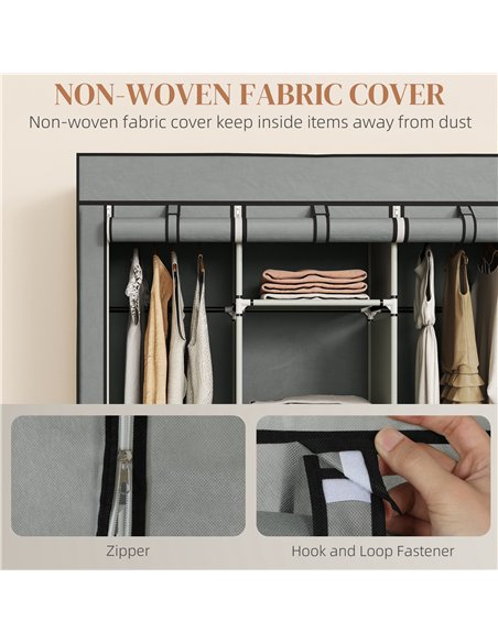 HOMCOM Portable Fabric Wardrobe, Light Grey, 850-210V00LG - pic 165307 | FastDaddyshop