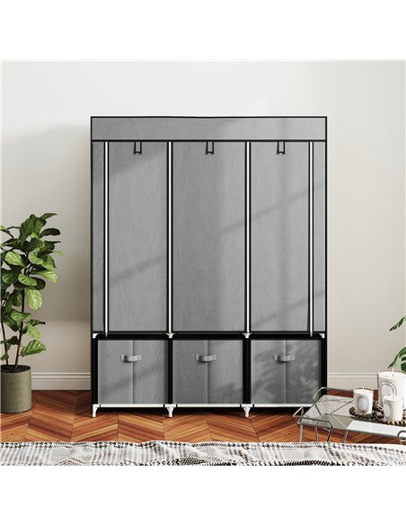 HOMCOM Fabric Wardrobe for Bedroom, Portable Wardrobe with 5 Shelves, 2 Hanging Rails and 3 Fabric Drawers, Foldable Closet, 125 - pic 165311 | FastDaddyshop